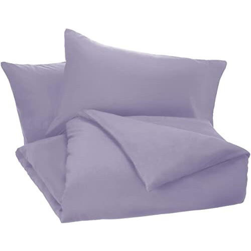 Amazon Amazon Basics Microfibre Duvet Set, Light Grey, 230cm x 220cm / 50cm x