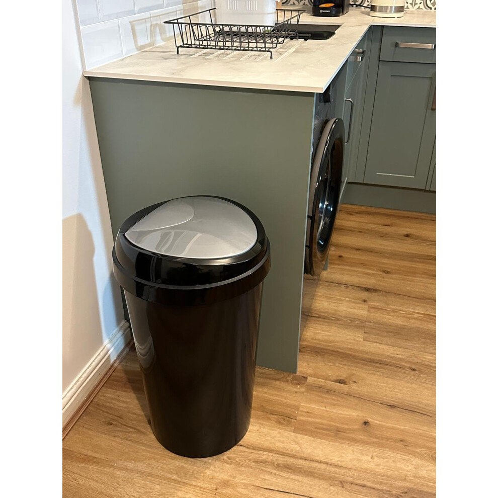 Spectraplast 60L Premium Modern Plastic Touch Top Bin, Dustbin, Rubbish Bin Silver