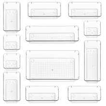 Stackzy Drawer Organiser Set – Makeup Organiser Tray for Drawers – Cle