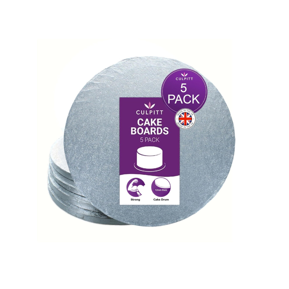 New Culpitt Cake Board, Cake Drum, Fern, 10 Inch (254Mm) Round, 0.5 Silver