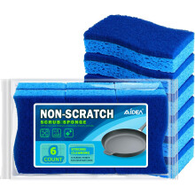 AIDEA-Brite Non-Scratch Scrub Sponge-6 Count, Sponges for Dishes, Clea
