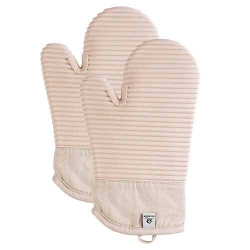 Beige Double Oven Gloves | Maximum Heat Resistant Protection | Double