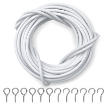 Dikots Net Curtain Wire and Hooks Set - 4 Meter Kit with 8 Eyes & 8 Ho