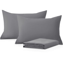 Moonlight Bedding Pillow Cases 2 Pack – Grey Pillowcases Envelope Clos