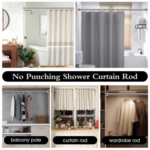 Stainless Steel Extendable Shower Curtain Rod Tension Pole, including 1