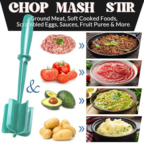 Meat Chopper, Ground Beef Masher with 5-Blade Head, Versatile High-Tem 2