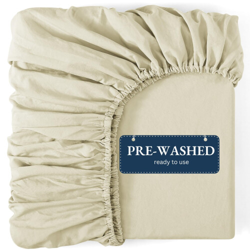 Casa Platino Fitted Sheet Small Double / 4ft, Linen - Pre-Washed Deep