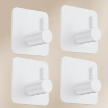 Aikzik 4 Self Adhesive Hooks, Extra Sticky and Strong, Stick on Hooks