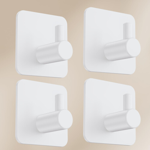 Aikzik 4 Self Adhesive Hooks, Extra Sticky and Strong, Stick on Hooks