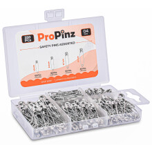250x Safety Pins Assorted 4-Sizes - Strong Nickel Plated Steel, Rust R