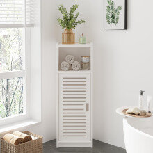 Dripex 3 Tier Bathroom Floor Cabinet, White Storage Cabinet with Door,