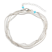 Layered Anklet for Women, Silver Love Anklet Chain Heart Beach Foot Accessory, Adjustable Chain Anklets with Dainty Foot Chains Anklet Style for Summe