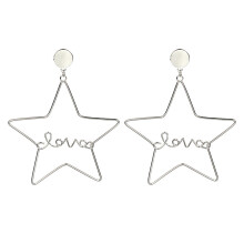 Orecchini a clip a doppia stella per donna, orecchini a clip senza piercing Y2K con dettaglio pentagramma cavo, orecchini pendenti comodi e leggeri,