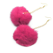 Orecchini pendenti con pompon morbidi per donna, orecchini con pompon soffici, orecchini a perno a forma di cuore in pelliccia sintetica leggera con