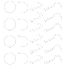 20 pezzi di piercing per il naso trasparenti, gioielli per piercing al naso in acrilico ipoallergenico per naso, narici e cartilagine dell'orecchio,