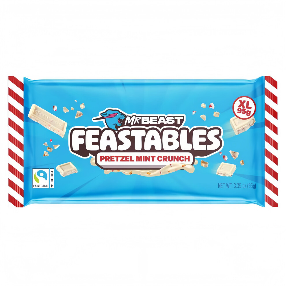 Feastables Mrbeast Pretzel Mint Crunch Chocolate Bar Xl (95G)