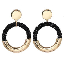 Orecchini a cerchio geometrici, gioielli cubici scintillanti, pezzi di moda di tendenza, orecchini a cerchio pendenti placcati in oro, gioielli