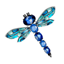 Spilla a forma di libellula con strass, cristalli scintillanti di alta qualità, sensazione elegante, trattamento antiossidante, brillante e ad alta