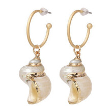 Elegantes pendientes colgantes con diseño de concha y cristal. Diseño original y ligero para mujer. Regalo perfecto. Joyería inspirada en el