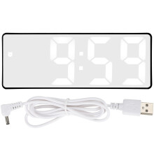 Mini despertador portátil LED com design espelhado, alimentado por USB e bateria, dois modos de exibição de hora, alarme alto, dimmer, luz noturna