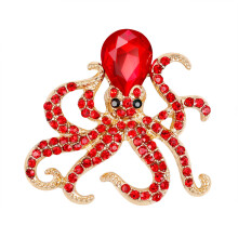 Octopus Animal Brooch Austrian Crystal Brooch With Rhinestone Accents, Unique Octopus Design Alloy Pin For Party Wear And Halloween Costume Accessorie