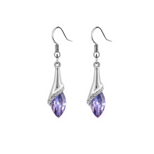 Sterling Silver Hook Sparkle Crystal Dangle Earrings Hypoallergenic Fashionable Teardrop Design Handmade Jewelry Vintage Inspired Luxurious Look Gift
