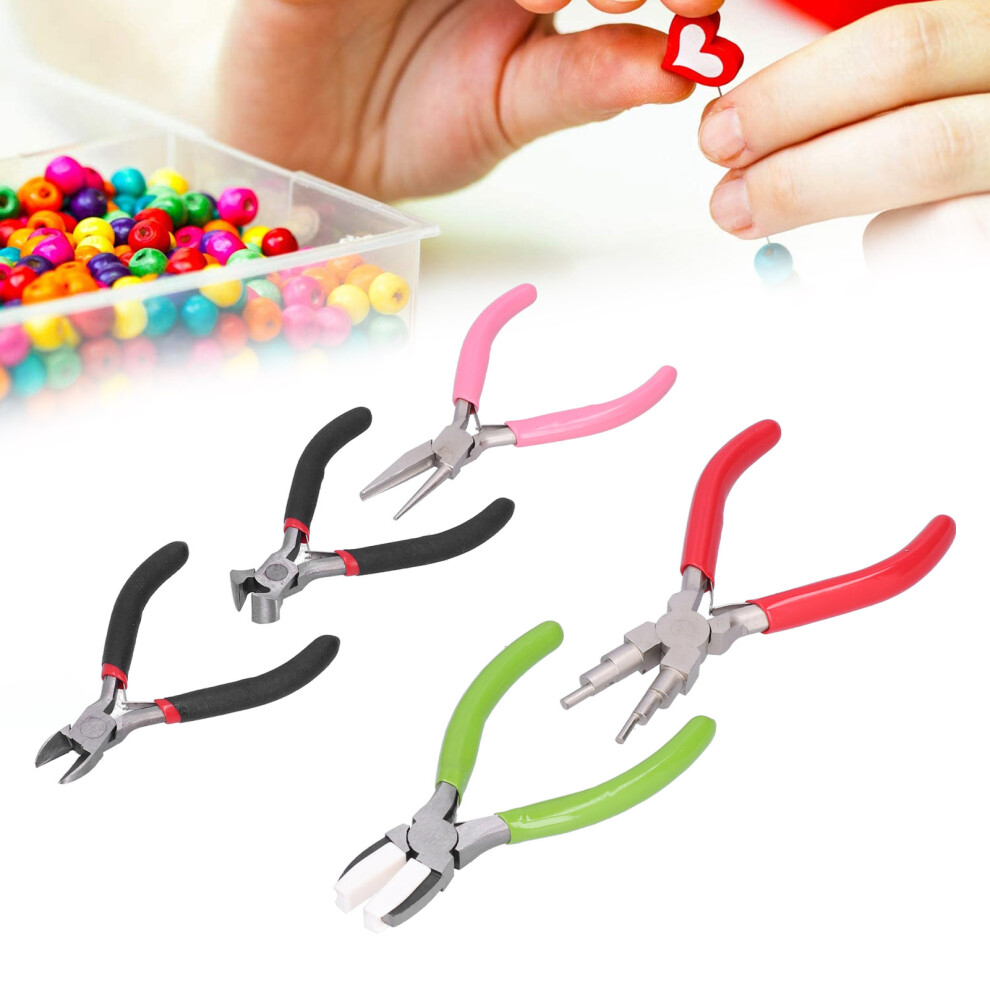 Jewelry Making Pliers 5Pcs Kit Diagonal Flat Nosed Bail Crimping Winding Tools 7621377350333
