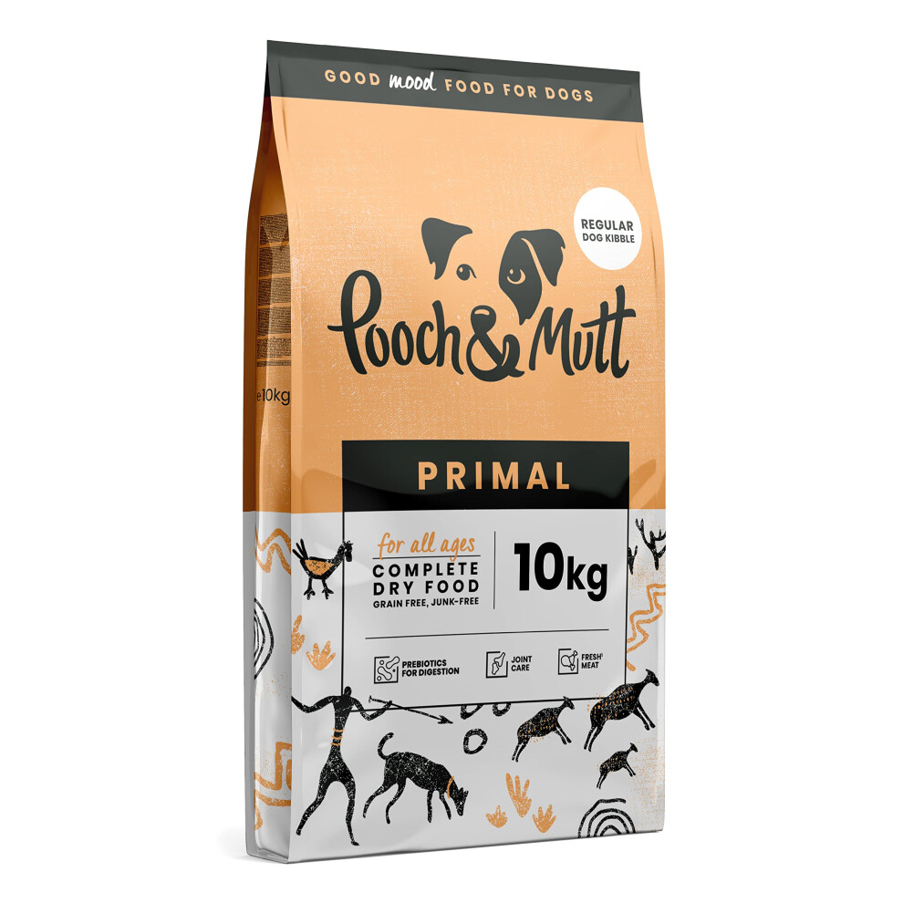 Pooch & Mutt - Primal High Protein Free Dry Dog Food (Regular Sized Kibble), Lamb And Ostrich Flavour, 10Kg Grain
