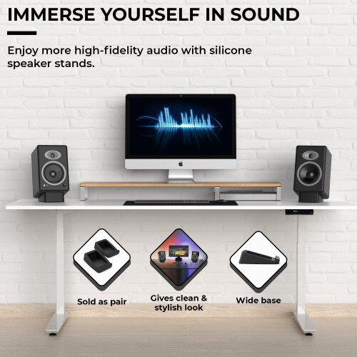 HumanCentric Desktop Speaker Stands Wedge, Desk Speaker Stands for Medium Speakers, Anti Vibration Silicone Angle Wedge Speaker Riser for Computer, B 2