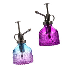 2pcs Vintage Glass Plant Mister with Antique Copper Head Purple Blue for Indoor Succulents and Flowers