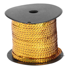 Spangle Paillette Sequins Roll, Flat Sequins String Ribbon Roll for Crafts, Continuous Reflective Sew-on Trim for Clothing and Craft, Decorative