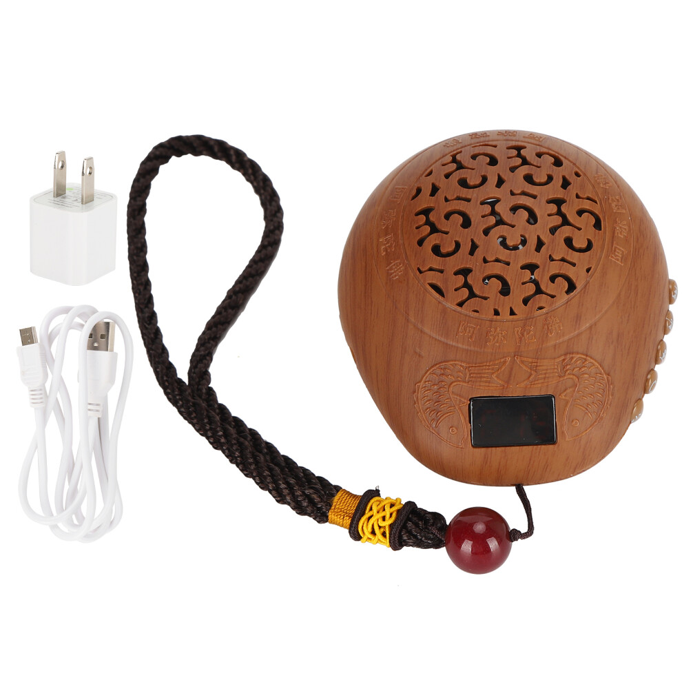 Buddha Music Player Temple Chanting Tools Rechargeable Scripture Player Glossy Exterior Long Service Life Wooden Fish Shape Hand Woven Lanyard Built 9009791461930