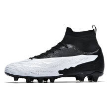 (Long spikes--black and white, 35) Quality Football Boots Soccer Cleats for Mens Womens Lightweight Training Football Shoes Unisex Outdoor High Ankle Sneaker