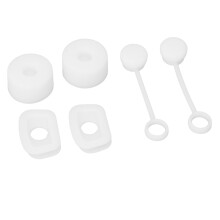 Set di 6 coperture in silicone bianco riutilizzabili per cannucce e fermagli antischizzo