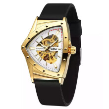 Men's Hollow Skeleton Watch, Mechanical Movement with Transparent Movement Design and Stainless Steel Build, No Battery Needed Automatic Timepiece, Lu