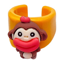 Cartoon Animal Charm Resin Rings, Finger Jewelry With Opening Design For Adjustable Fit, Ugly And Sausage Mouth Style Unique Ring Set, Lightweight And