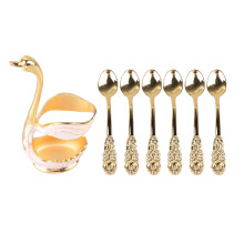 Decoratieve zwaanvormige bestekhouder van roestvrij staal, elegante lepelhouder in zwaanvorm, spiegelgepolijst, duurzame legering, accessoires voor