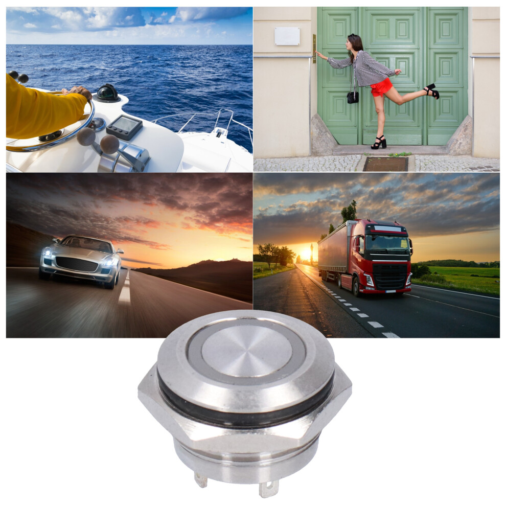 Waterproof 16Mm Metal Push Button Switch 5Pcs Auto Reset With Led Dc3~6V White 8451377354920