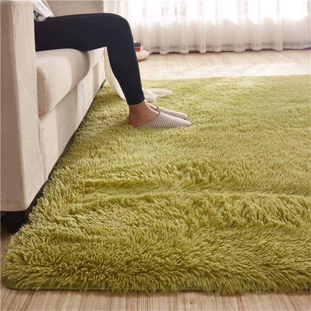 Kids Shaggy Area Rug Plush Faux Fur Carpet For Bedroom Living Room Nursery Anti Slip 120X160cm Green