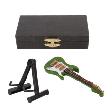 Miniatura a forma di chitarra, realizzata a mano, di dimensioni compatte, ideale come decorazione da scrivania per la stanza della musica, con
