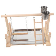 Parrot Playstand for Cockatiel Wooden Bird Playground Perch Interactive MultiBird Gym Stand