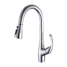 Gourmet Kitchen Faucet Full Copper Pull Out 360 Degree Rotating Single Handle Hot Cold Water Electroplating Finish