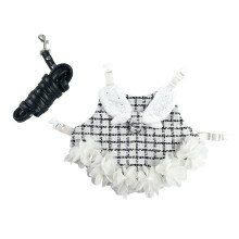 Rabbit Vest Harness with Leash for Small Animals Rabbits Ferrets Soft Breathable Black White S