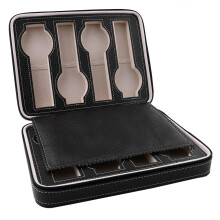 Watch Box Premium Leather Watch Organizer With Zippered Closure Elegant Storage Solution For Men And Women Featuring Soft Lint Interior And Portable D