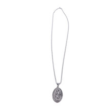Ketting met hanger van roestvrijstalen beschermheilige, spiritueel geschenk, zegeningen en bescherming, religieus symbool, vintage uitstraling, fijn
