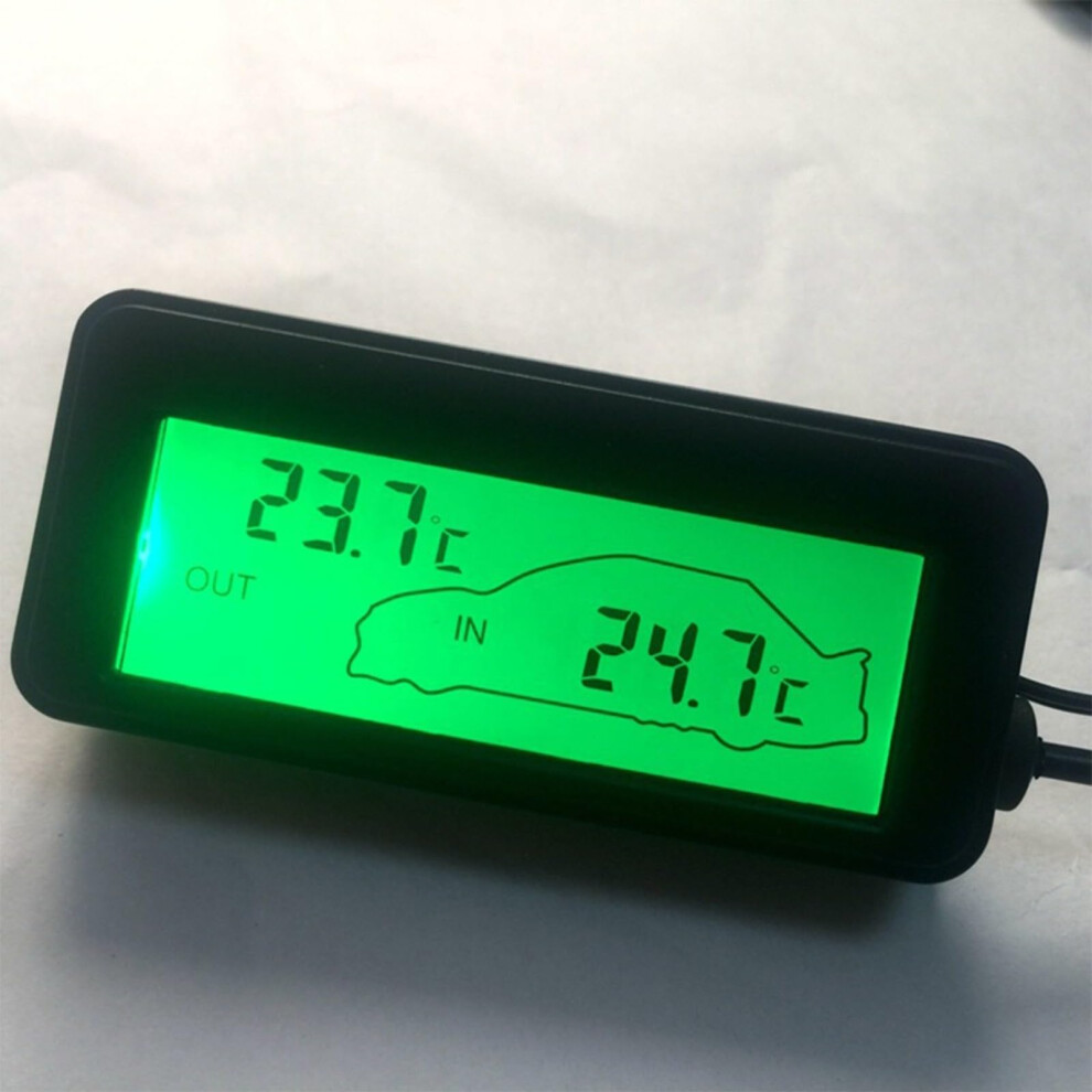Car Digital Thermometer 12V Dual Temp And Voltage Monitor With Lcd Clock And Alarm Black 9187378565919