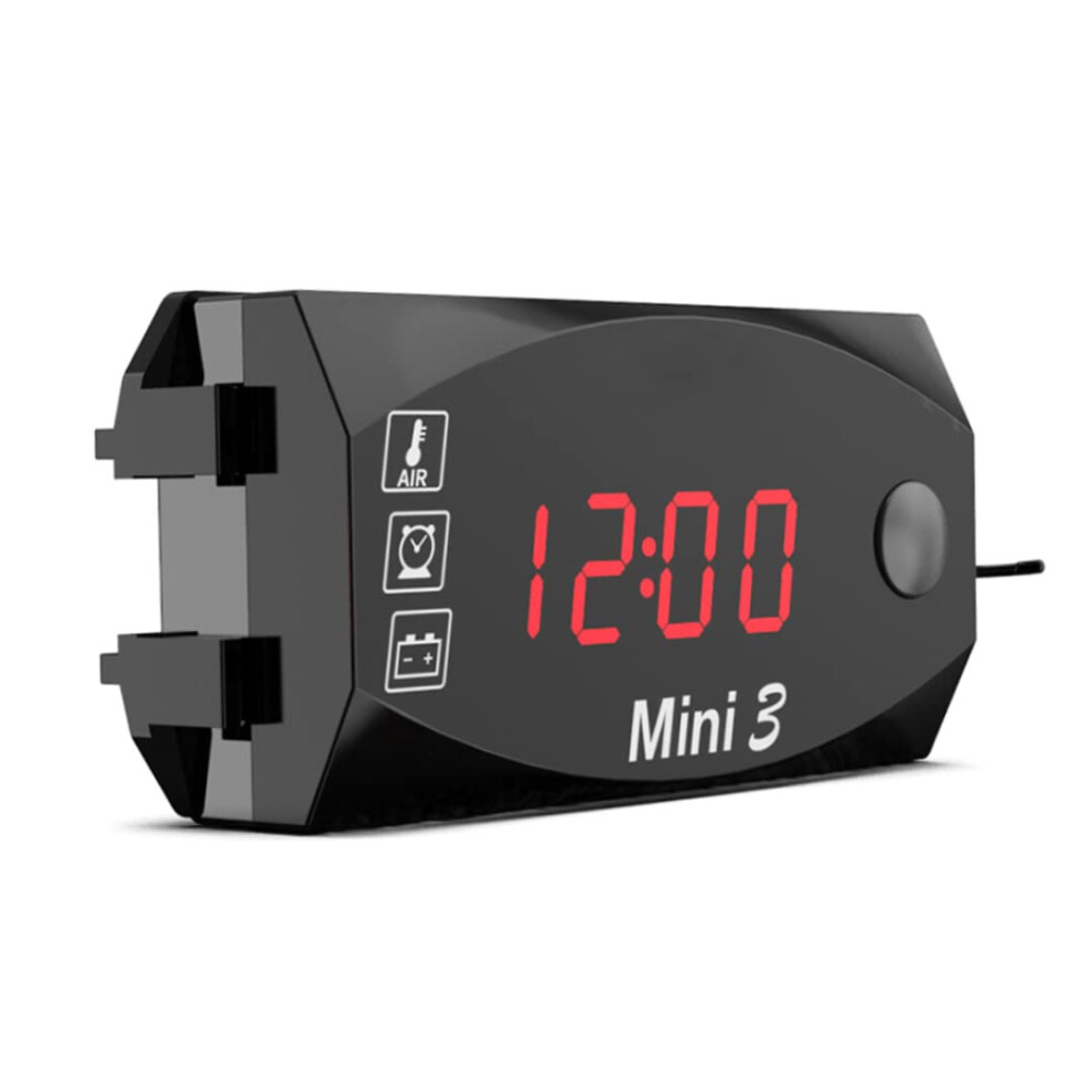 3 In 1 Motorcycle Digital Clock Voltmeter Thermometer 12V Handlebar Gauge With Realtime Reading 9199774202190
