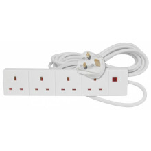 STATUS 4 Way Socket Extension Lead, 2m Cable Multi-Plug Power, Wall Mo