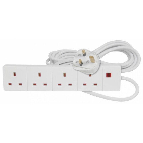 Status STATUS 4 Way Socket Extension Lead, 2m Cable Multi-Plug Power, Wall Mo