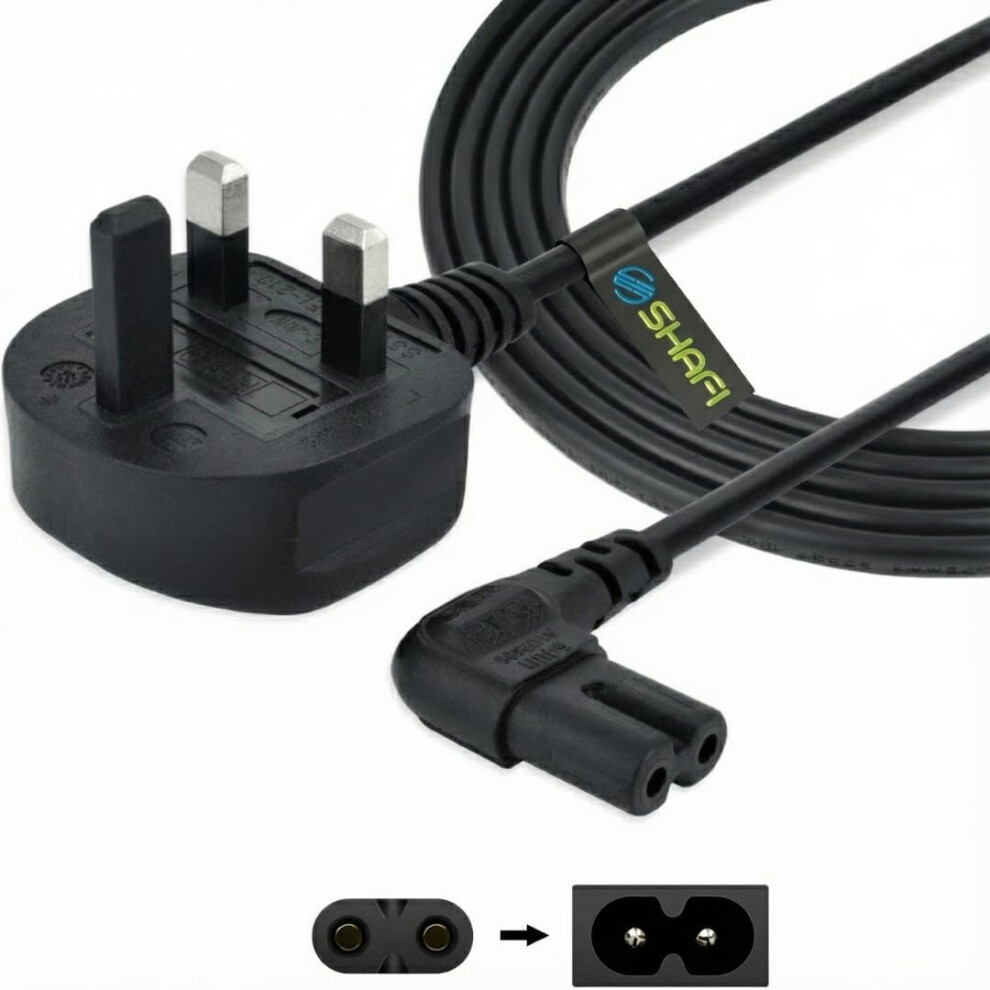 Shafi Figure 8 Power Lead 5M - 2-Pin 90 Degree Angle Iec C7 Universal 6466618994447